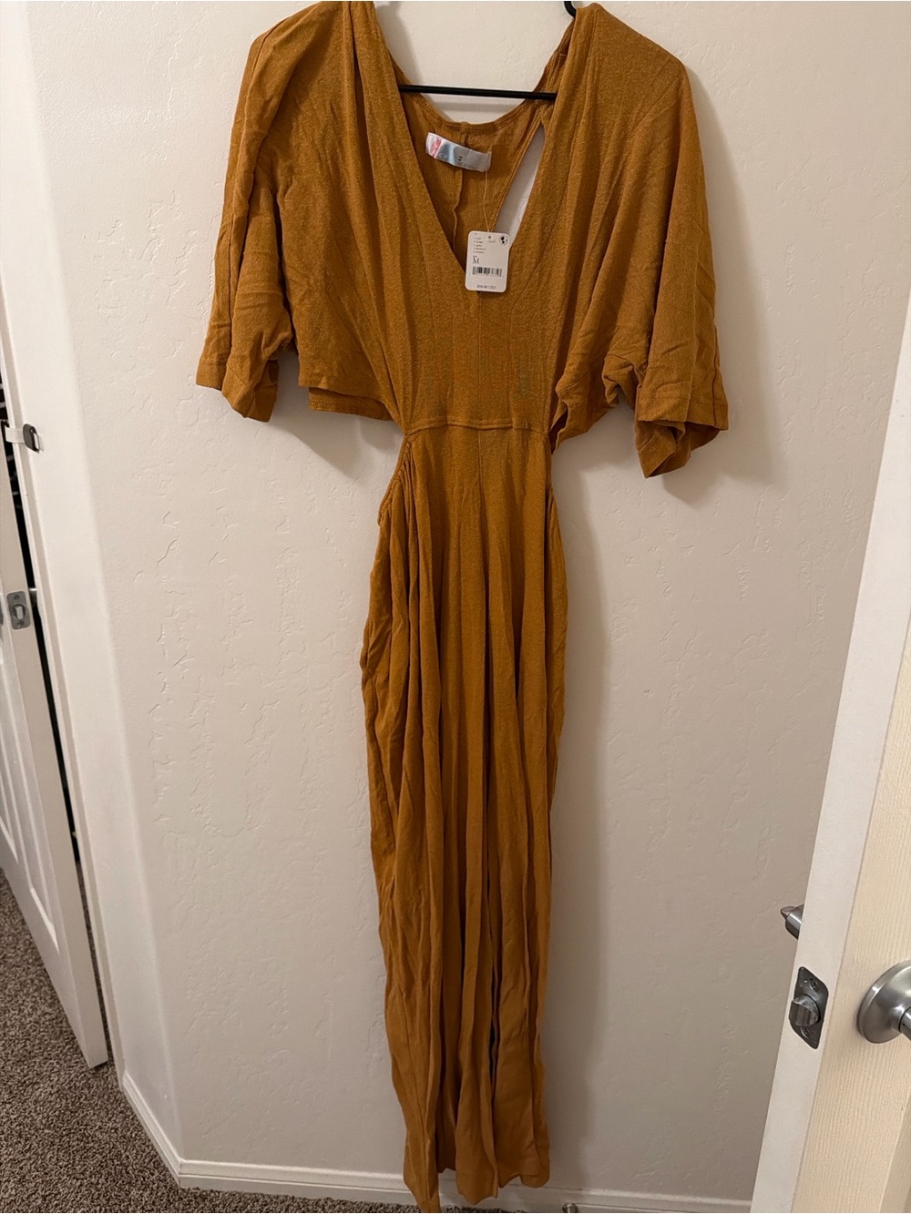 Free people beach Mustard V-Neck jumpsuit